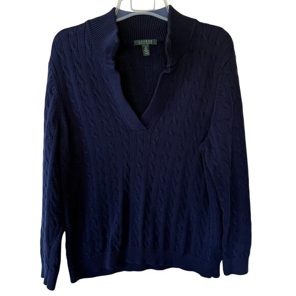 Lauren Ralph Lauren Women’s Navy Blue Cable knit sweater size 2X - Picture 1 of 6